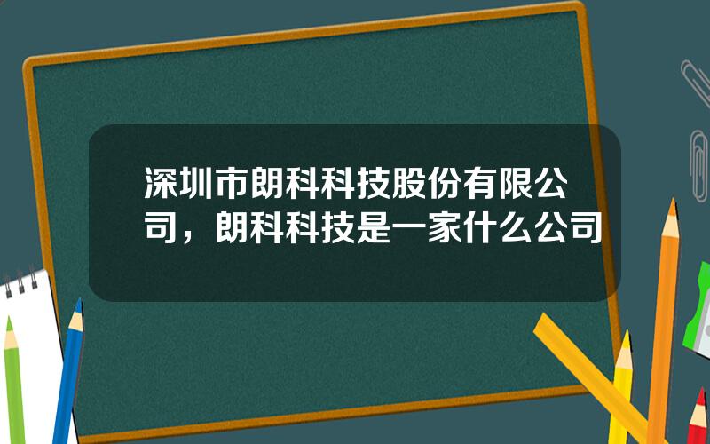 深圳市朗科科技股份有限公司，朗科科技是一家什么公司