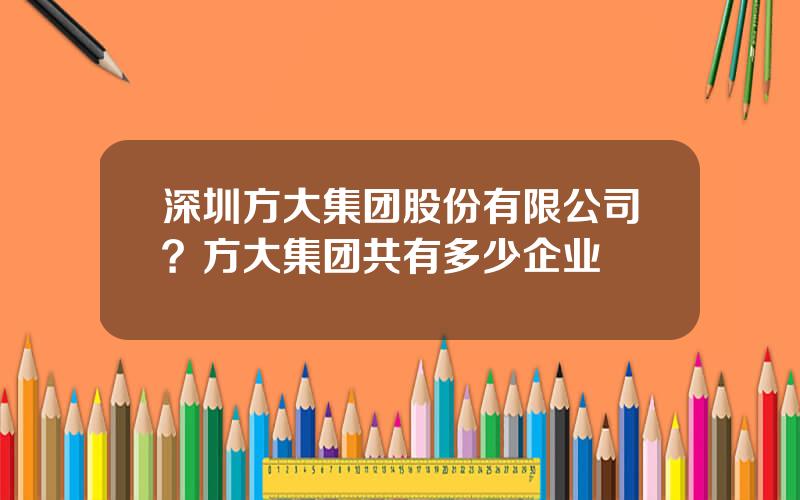 深圳方大集团股份有限公司？方大集团共有多少企业