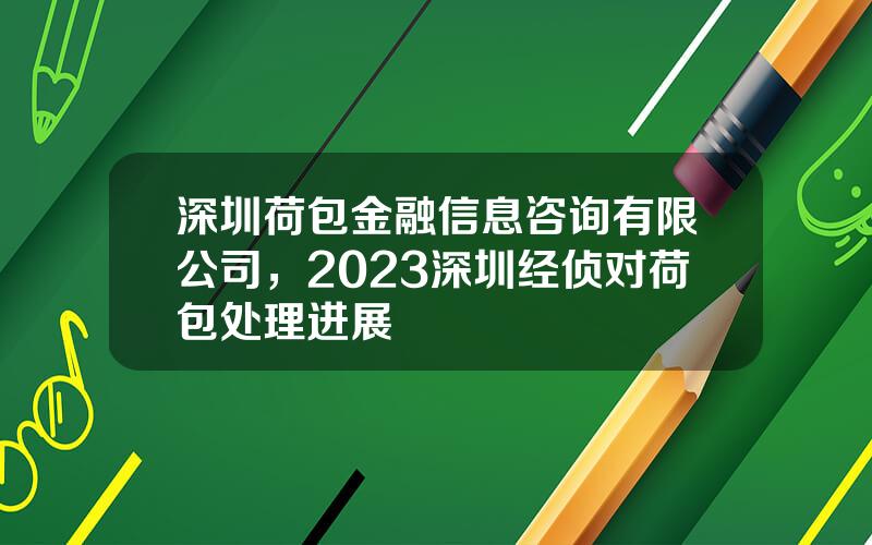 深圳荷包金融信息咨询有限公司，2023深圳经侦对荷包处理进展