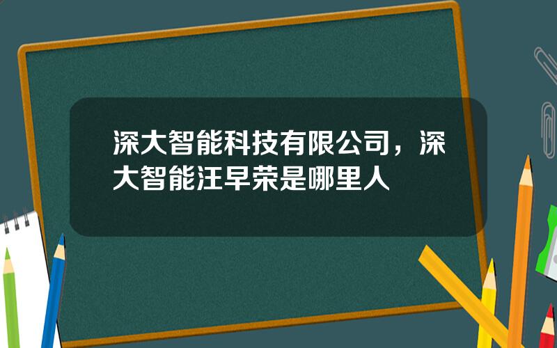 深大智能科技有限公司，深大智能汪早荣是哪里人