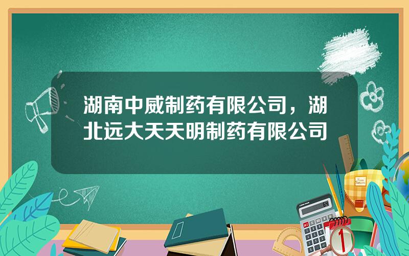 湖南中威制药有限公司，湖北远大天天明制药有限公司