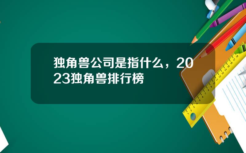 独角兽公司是指什么，2023独角兽排行榜