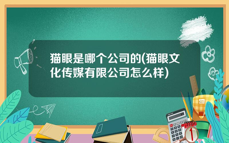 猫眼是哪个公司的(猫眼文化传媒有限公司怎么样)