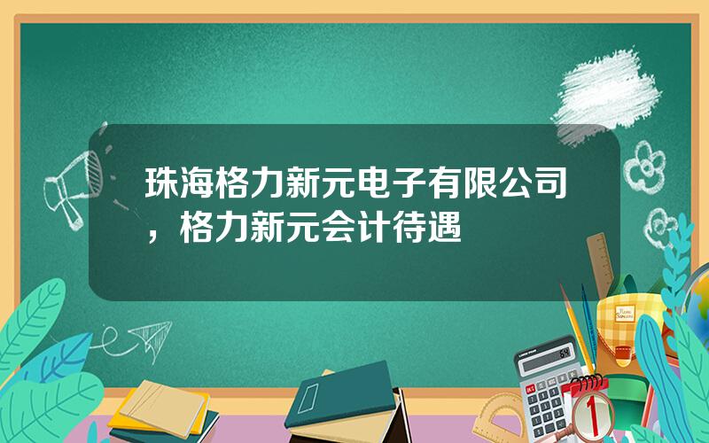 珠海格力新元电子有限公司，格力新元会计待遇