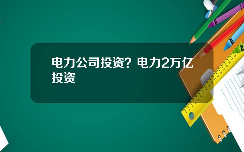 电力公司投资？电力2万亿投资