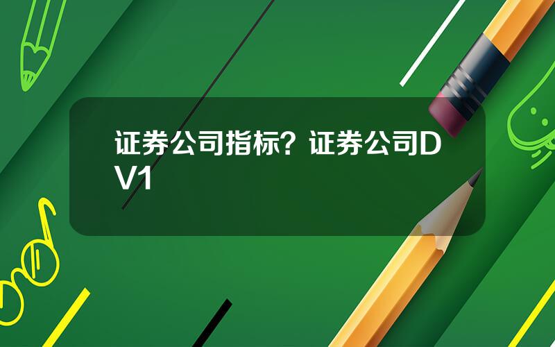 证券公司指标？证券公司DV1