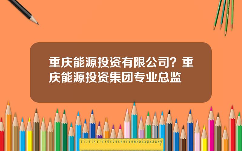 重庆能源投资有限公司？重庆能源投资集团专业总监