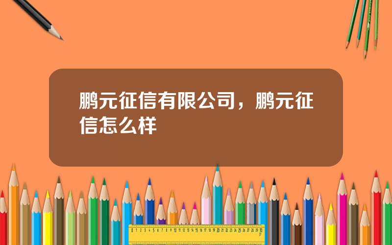 鹏元征信有限公司，鹏元征信怎么样